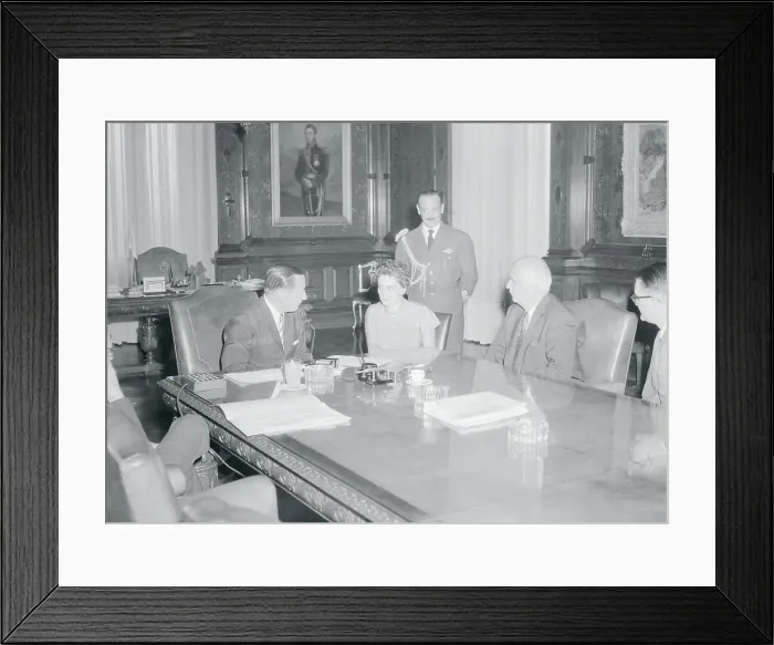 Framed Print : Frank Bartholomew Interviewing Pedro Aramburu Framed Print : Frank Bartholomew Interviewing Pedro Aramburu