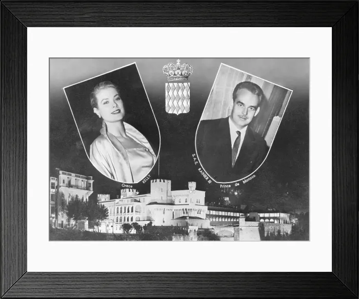 Framed Print : Postcard of Monaco's Royals Framed Print : Postcard of Monaco's Royals