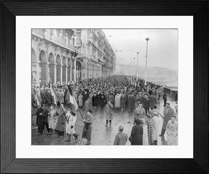 Framed Print : Algerians Marching in Rain on Street Framed Print : Algerians Marching in Rain on Street