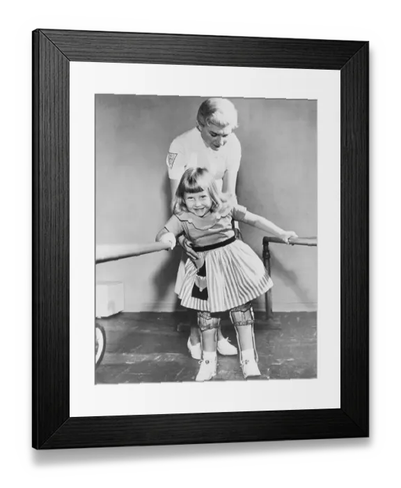 Framed Print : Easter Seals Poster Child Learning to Walk