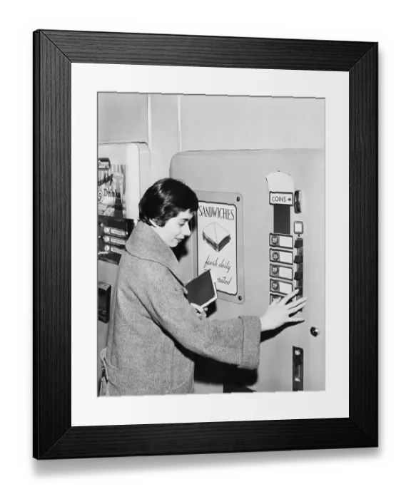 Framed Print : Woman at Vending Machine Framed Print : Woman at Vending Machine