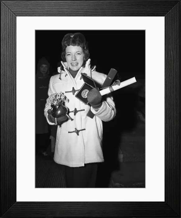 Framed Print : Tenley Albright Holding Olympic Awards Framed Print : Tenley Albright Holding Olympic Awards