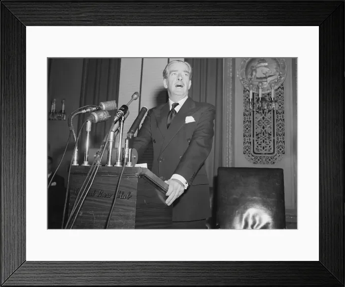 Framed Print : Anthony Eden Speaking at a Press Conference Framed Print : Anthony Eden Speaking at a Press Conference