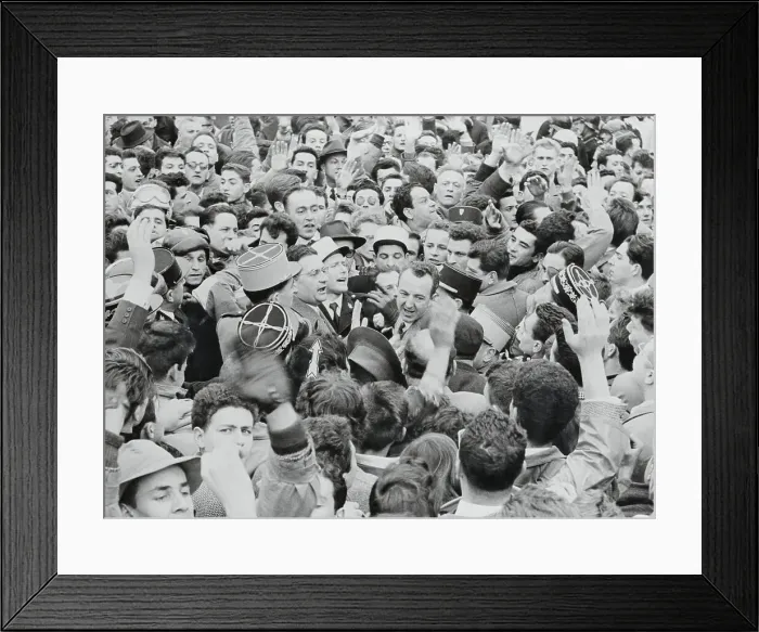 Framed Print : Jacques Soustelle Surrounded by Crowd of Armirers Framed Print : Jacques Soustelle Surrounded by Crowd of Armirers