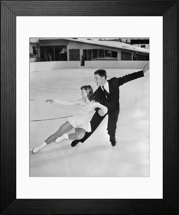 Framed Print : Winter Olympic Pair Skiing in Routine Competition