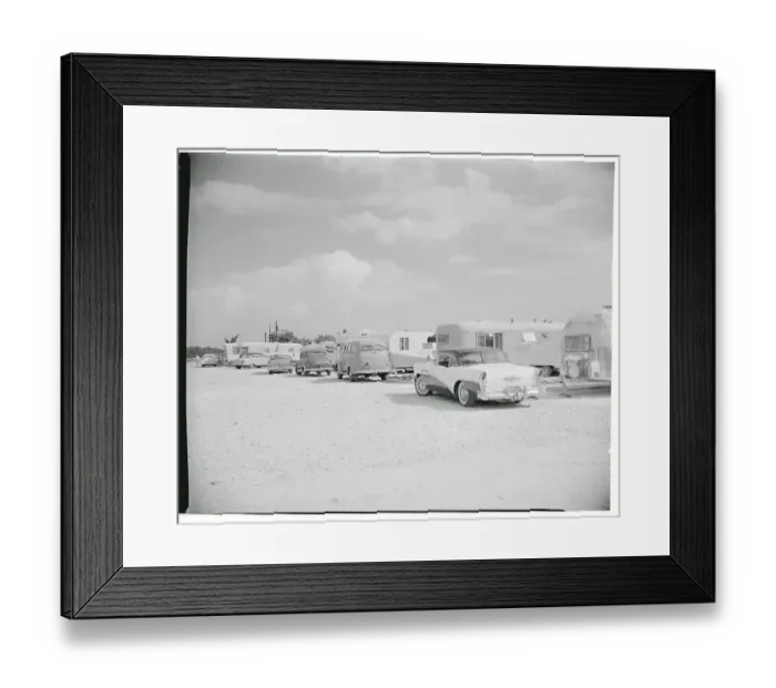 Framed Print : Parking Area Filled with Trailers and Cars Framed Print : Parking Area Filled with Trailers and Cars