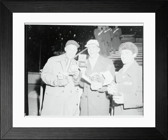 Framed Print : Speed Skating Winners Showing Their Medals Framed Print : Speed Skating Winners Showing Their Medals