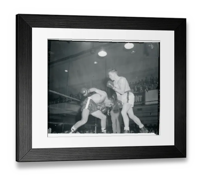 Framed Print : Gene Poirier and Carmen Fiore in Boxing Match Framed Print : Gene Poirier and Carmen Fiore in Boxing Match