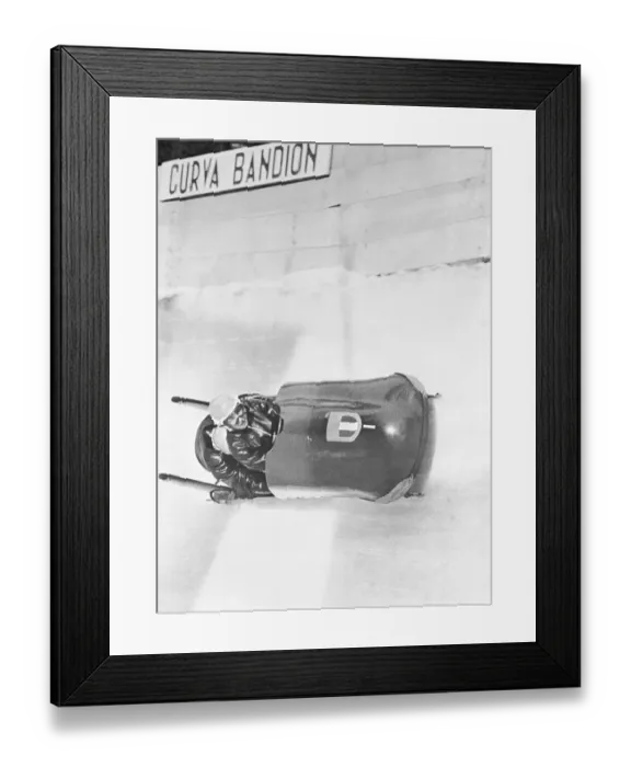 Framed Print : Lamberto Dalla Costa During Olympic Bobsled Race Framed Print : Lamberto Dalla Costa During Olympic Bobsled Race