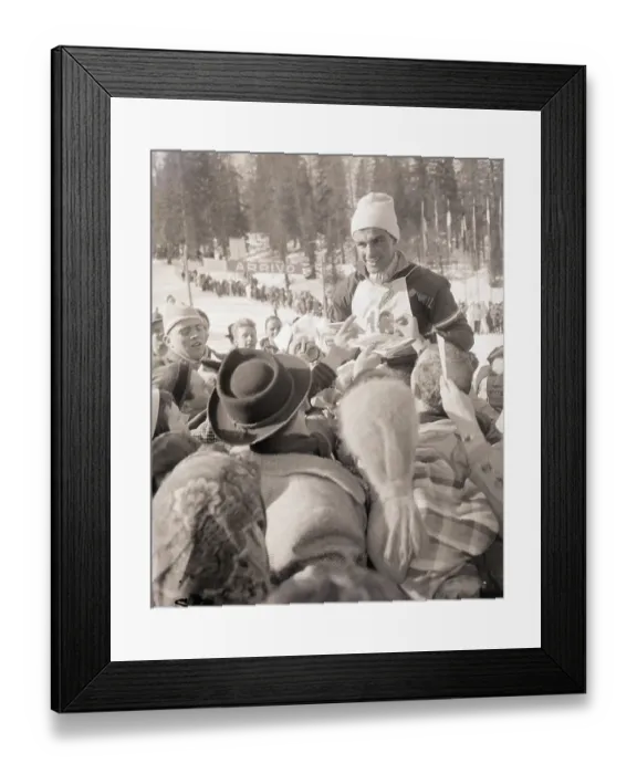 Framed Print : Toni Sailer on Shoulders of Fans Framed Print : Toni Sailer on Shoulders of Fans