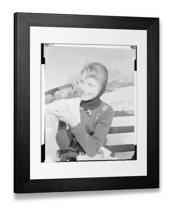 Framed Print : Carol Heiss Checking Her Skate Framed Print : Carol Heiss Checking Her Skate
