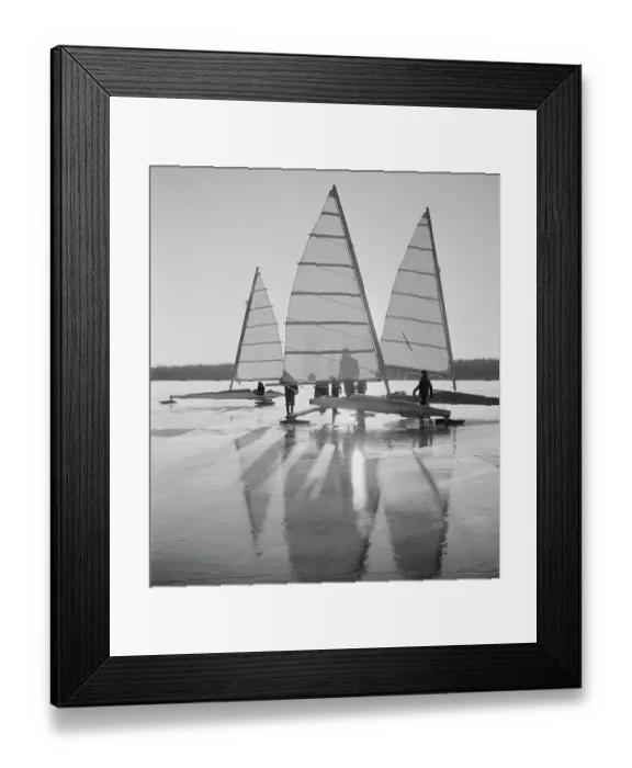 Framed Print : Ice Boats Sitting on a Lake Framed Print : Ice Boats Sitting on a Lake