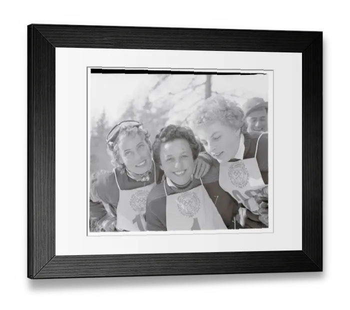 Framed Print : Portrait of First Three Place Winners in Olympic Slalom Event Framed Print : Portrait of First Three Place Winners in Olympic Slalom Event