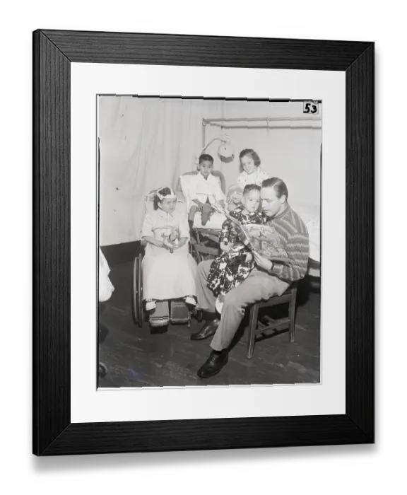 Framed Print : Marlon Brando Reading to Children with Polio