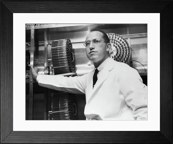 Framed Print : Jonas Salk in his Laboratory Framed Print : Jonas Salk in his Laboratory