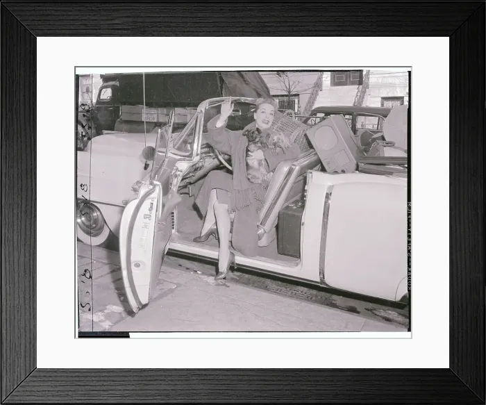 Framed Print : June Havoc Sitting with Dog Framed Print : June Havoc Sitting with Dog