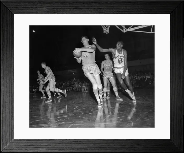 Framed Print : George Mikan Grabbing a Rebound Framed Print : George Mikan Grabbing a Rebound