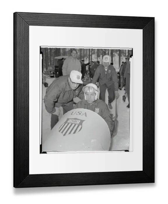 Framed Print : Alan Washbond Giving Bobsledding Advice to Son Framed Print : Alan Washbond Giving Bobsledding Advice to Son