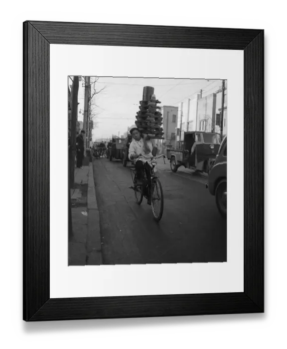 Framed Print : Senichi Okashita Delivering Noodles Framed Print : Senichi Okashita Delivering Noodles