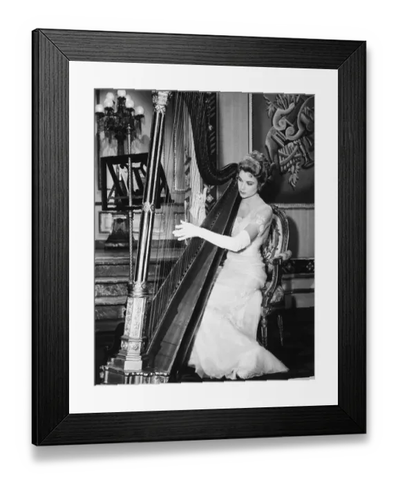 Framed Print : Grace Kelly Playing a Harp Framed Print : Grace Kelly Playing a Harp