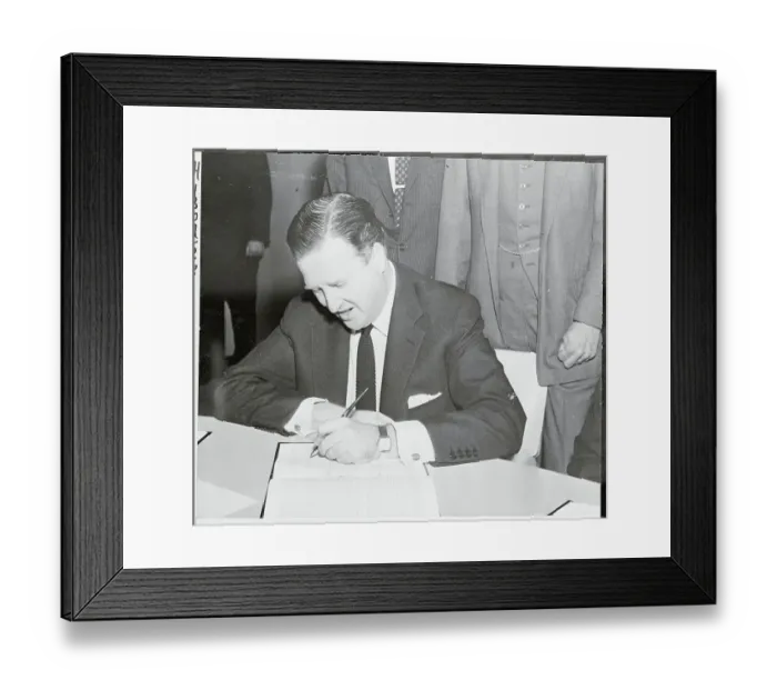 Framed Print : Henry Ford II Signing an Agreement Framed Print : Henry Ford II Signing an Agreement