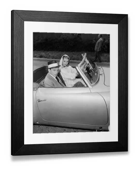 Framed Print : F.Sinatra & G. Kelly In Sports Car Framed Print : F.Sinatra & G. Kelly In Sports Car