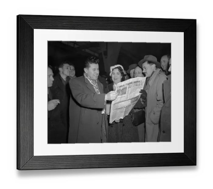 Framed Print : Pierre Poujade and His Wife with Supporters Framed Print : Pierre Poujade and His Wife with Supporters