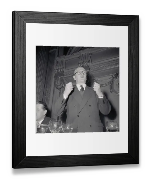 Framed Print : Portrait of Guy Mollet Making Speech Framed Print : Portrait of Guy Mollet Making Speech