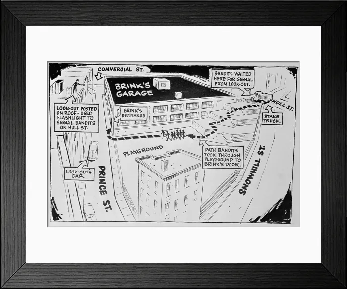 Framed Print : Diagram of Brink's Robbery Framed Print : Diagram of Brink's Robbery