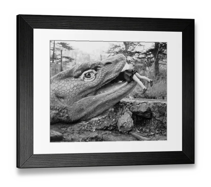 Framed Print : Valerie Burwood Climbing Inside a Dinosaur's Mouth Framed Print : Valerie Burwood Climbing Inside a Dinosaur's Mouth