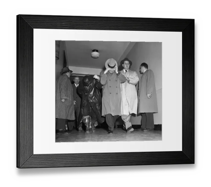 Framed Print : Bank Robbers Being Escorted from Court Framed Print : Bank Robbers Being Escorted from Court