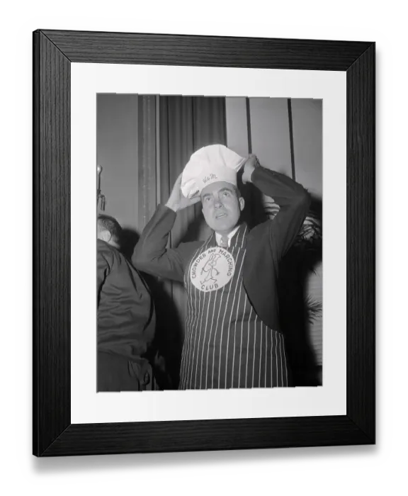 Framed Print : Richard Nixon Donning Chef Hat