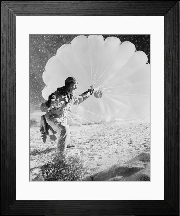 Framed Print : James Stewart Holding a Parachute Framed Print : James Stewart Holding a Parachute