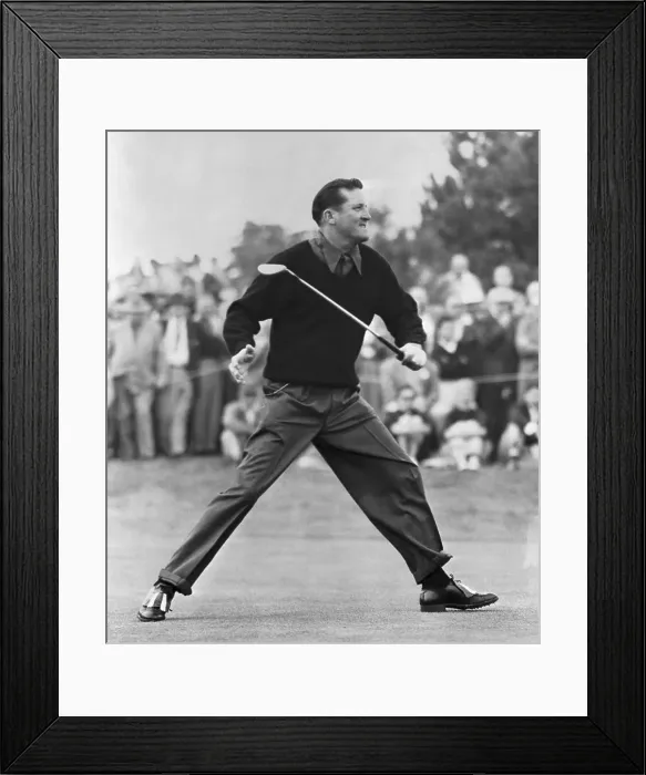 Framed Print : Tommy Bolt Celebrating After Sinking Putt Framed Print : Tommy Bolt Celebrating After Sinking Putt