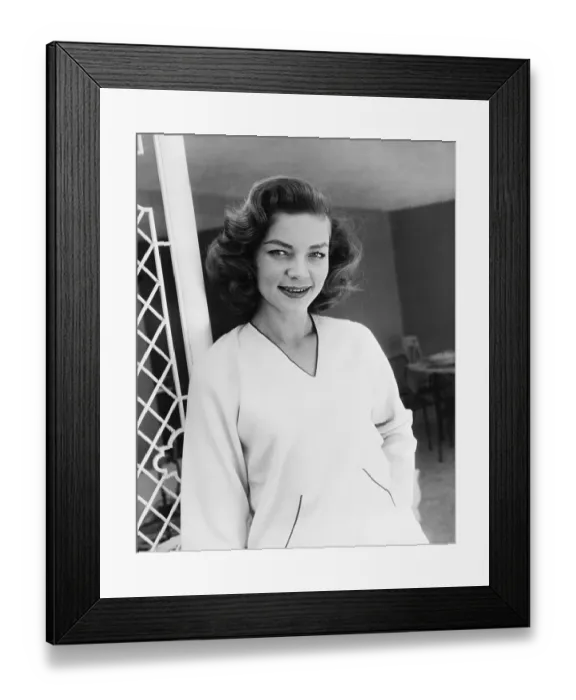 Framed Print : Lauren Bacall, Actress, Smiling Framed Print : Lauren Bacall, Actress, Smiling