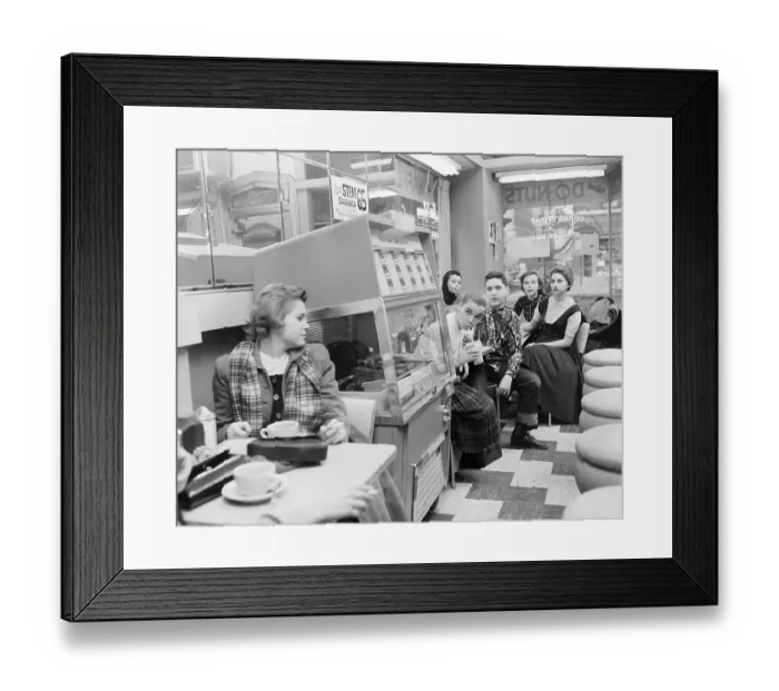 Framed Print : Betty Lou Keim with Friends in Diner Framed Print : Betty Lou Keim with Friends in Diner