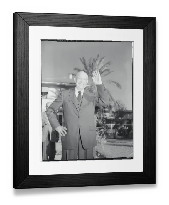 Framed Print : Portrait of Dwight Eisenhower Waving Framed Print : Portrait of Dwight Eisenhower Waving