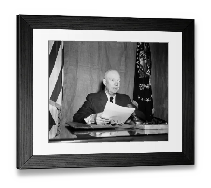 Framed Print : President Eisenhower Speaking Into Television Framed Print : President Eisenhower Speaking Into Television
