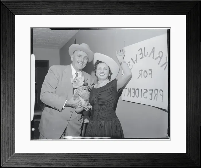Framed Print : Henry Krajewski with Anna Marie Yezo and Mascot Framed Print : Henry Krajewski with Anna Marie Yezo and Mascot
