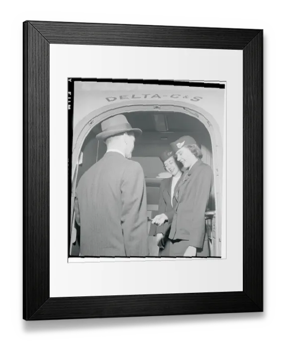 Framed Print : Stewardesses Checking Passenger Lists Framed Print : Stewardesses Checking Passenger Lists