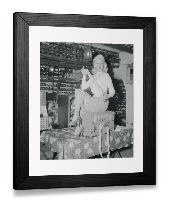 Framed Print : Jayne Mansfield Holding a Piece of Robotester Tape Framed Print : Jayne Mansfield Holding a Piece of Robotester Tape
