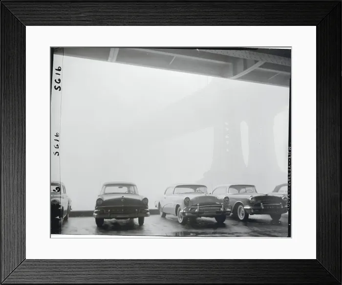 Framed Print : Fog Blanketing a Bridge and Cars Framed Print : Fog Blanketing a Bridge and Cars