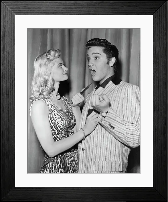 Framed Print : Irish McCalla Playfully Threatening Elvis Presley Framed Print : Irish McCalla Playfully Threatening Elvis Presley
