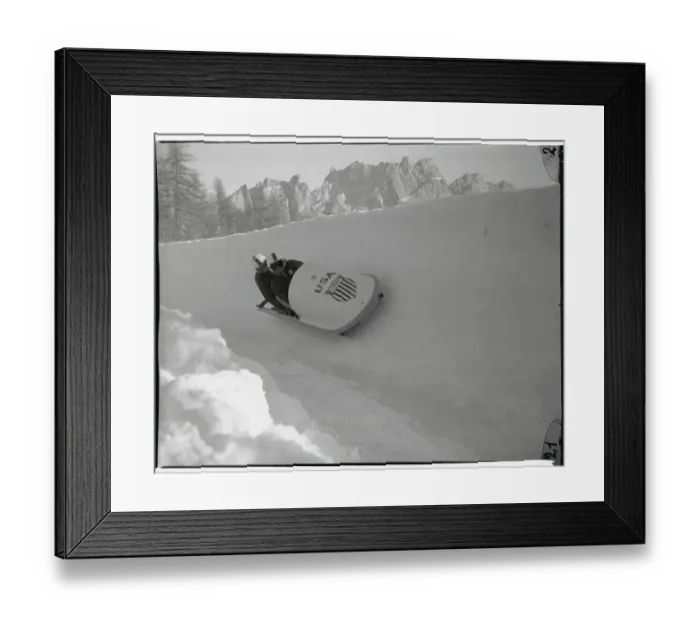 Framed Print : US Two Man Bobsled Team During Run Framed Print : US Two Man Bobsled Team During Run
