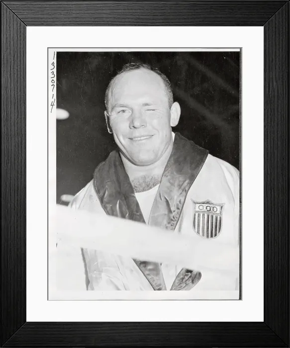 Framed Print : T.P. Rademacher Winning Olympic Heavy Weight Title Framed Print : T.P. Rademacher Winning Olympic Heavy Weight Title