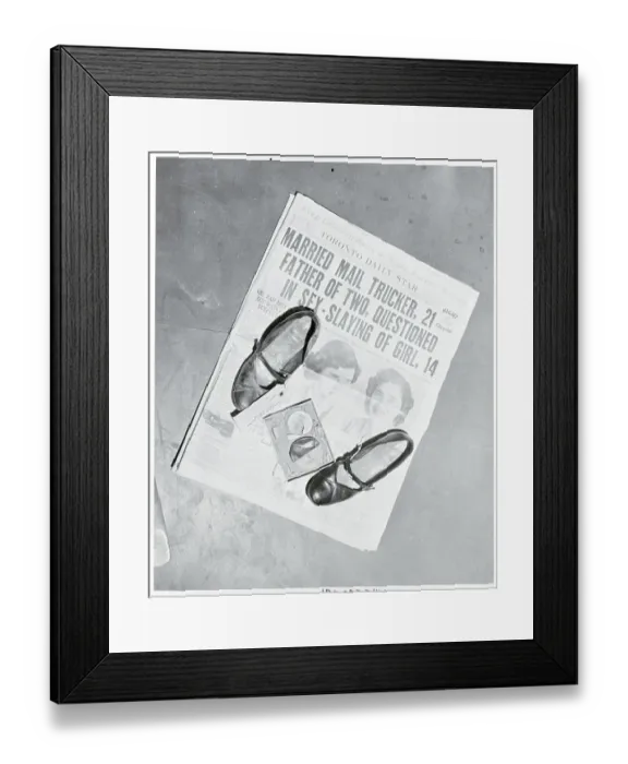 Framed Print : Top View of a Newspaper and Shoes Framed Print : Top View of a Newspaper and Shoes