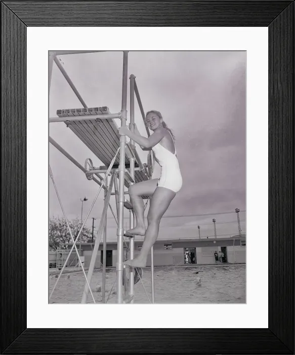 Framed Print : Bobbie Lorentz Climbing a Ladder Framed Print : Bobbie Lorentz Climbing a Ladder