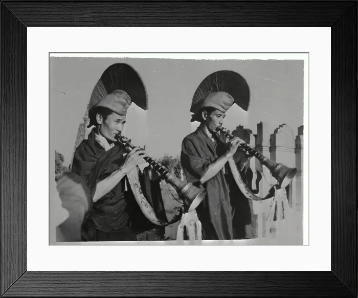 Framed Print : Buddhists Blowing Trumpets