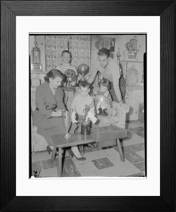 Framed Print : Otto Graham With Kids and Wife in Rec Room Framed Print : Otto Graham With Kids and Wife in Rec Room