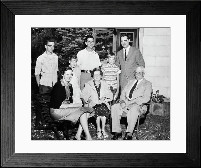 Framed Print : Steve Allen Poses with James Dean Family